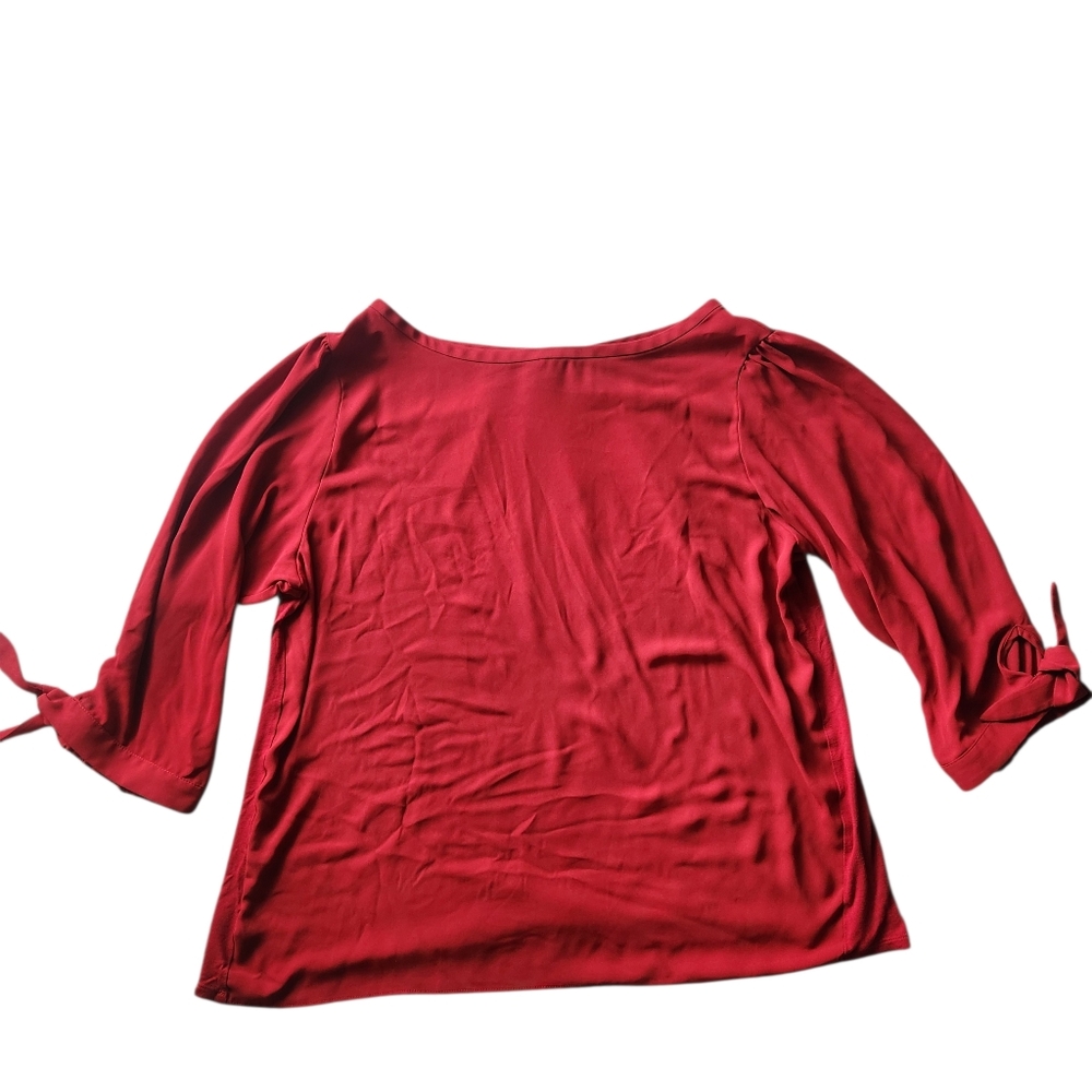 LOFT Crimson Tie-Sleeve Boatneck Blouse